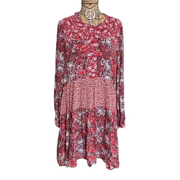 ANTHROPOLOGIE Esther Tiered Tunic RED floral print SIZE XL - Picture 2 of 16